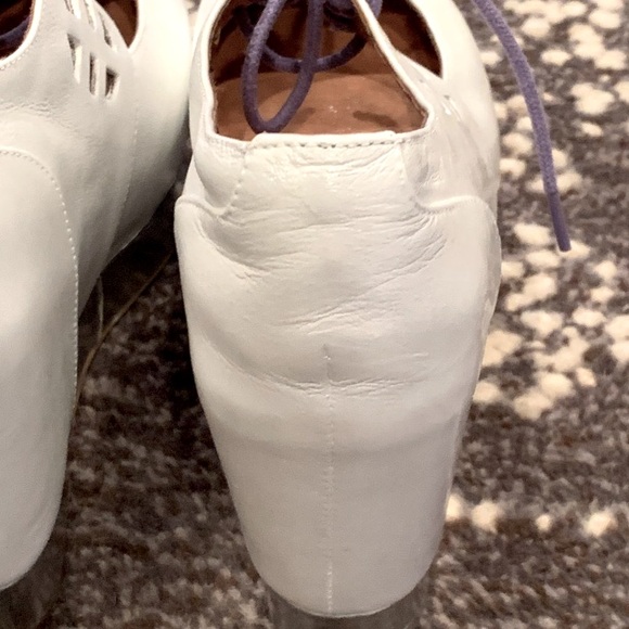 🎶🎶 RARE Jeffrey Campbell White Leather Mary Jane Silver Platform, Size 7.5 - Picture 12 of 13